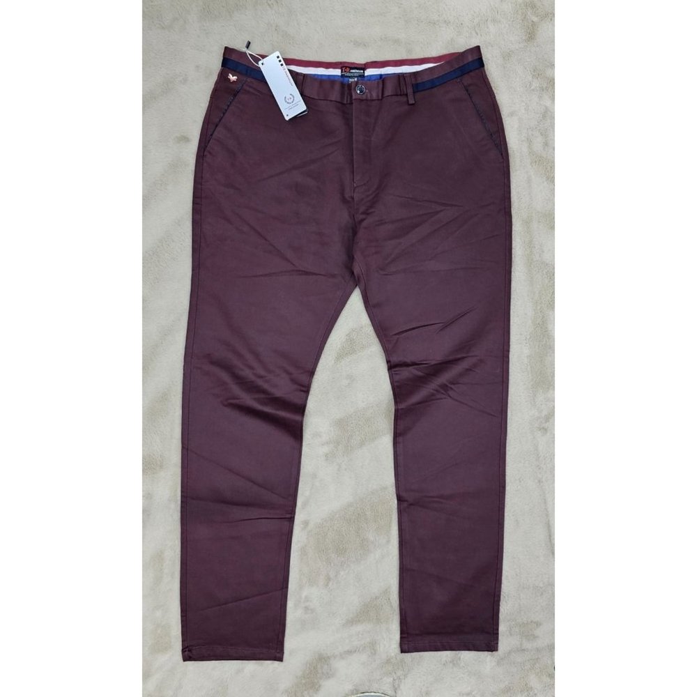 TR Premium Comfort-Fit Casual Stretch Flat Front Burgundy Chino Pants